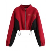 ZAFUL Women's Sweatshirt Jumper Zip up Tops Long Sleeve Letter Embroidered Crop Top Hoodies - Košulje - kratke - $22.49  ~ 142,87kn