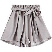 ZAFUL Women's Tie Bow Shorts Casual Elastic Waist Summer Shorts Jersey Walking Shorts - Shorts - $17.49 