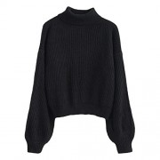 ZAFUL Women's Turtleneck Lantern Sleeves Sweater Casual Pullover Knit Jumper Top - Košulje - kratke - $26.99  ~ 171,46kn