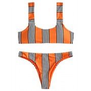 ZAFUL Women's Two Piece Swimsuit Swimwear Padded Stripe Knot Low Waist Bikini Set - Kopalke - $8.99  ~ 7.72€