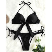 ZAFUL Womens Underwire Halter Knot Front Push Up String Bikini Set Swimwear - Badeanzüge - $29.99  ~ 25.76€