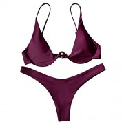 ZAFUL Women's Underwired Plunge Front Connect Bathing Pure Color Swimsuit - Kostiumy kąpielowe - $20.99  ~ 18.03€