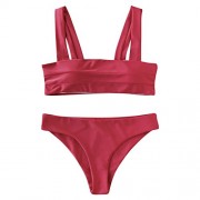 ZAFUL Women's Wide Straps Padded Bandeau Bikini Set - Swimsuit - $11.99 