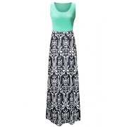 Zattcas Womens Summer Contrast Sleeveless Tank Top Floral Print Maxi Dress - sukienki - $18.99  ~ 16.31€