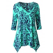 Zattcas Womens Tunic Tops 3/4 Sleeve Criss Cross V Neck Loose Floral Tunic Shirt - Camicie (corte) - $49.99  ~ 42.94€