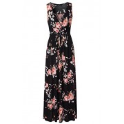 Zattcas Womens V Neck Sleeveless Empire Waist Floral Maxi Dress - Платья - $19.99  ~ 17.17€