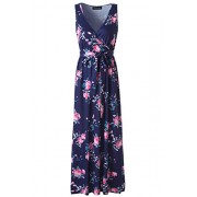 Zattcas Womens V Neck Sleeveless Empire Waist Floral Maxi Dress … - Dresses - $76.99 