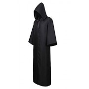 Zhitunemi Men's Black Cloak Hooded Robe Adult Unisex Cloak Knight Halloween Masquerade Cosplay Costume Cape - Accessories - $45.99 