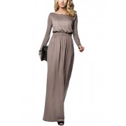 Zimaes-Women Cutaway-Collar Floor-Length Casual Long Sleeve Dresses - 连衣裙 - $23.79  ~ ¥159.40