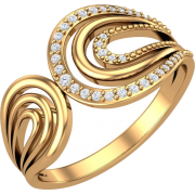 Золотое кольцо с дорожками фианитов - 戒指 - $131.21  ~ ¥879.15
