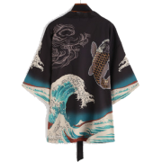 #black #kimono #fish #water #shein - Cardigan - 