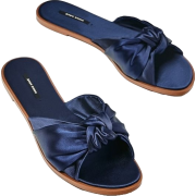 blue satin knot tied slides from Zara - Flats - 