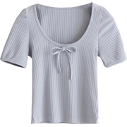 bow U-neck thread T-shirt - Košulje - kratke - $19.99  ~ 126,99kn