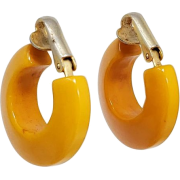 c1950s Butterscotch Amber earrings - Aretes - 