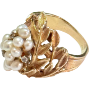 c1950s gold pearl cocktail ring - Кольца - 