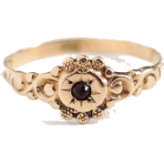 circa 1900s gold garnet ring - Aneis - 