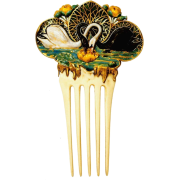 circa 1900s swan hair comb bone - その他 - 