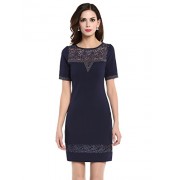 cmz2005 Women's Short Sleeve Tight Dress Sheath Floral Lace Party Mini Dress Cocktail 2322 - My时装实拍 - $13.90  ~ ¥93.13