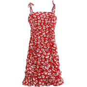 floral suspender high waist pleated dress NSAM109312 - sukienki - $10.80  ~ 9.28€
