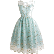 green floral 50s dress - Платья - 