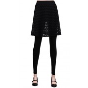 ililily Black Zigzag Pattern Sexy See-through Skirts Skinny Footless Leggings - Flats - $27.99 