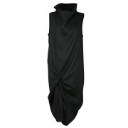 ililily Cowl Neck Sleeveless Linen Long Dress Loose Fit Twisted Skirt Dress - Flats - $29.99 