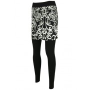 ililily Damask Pattern Printed Skirt Leggings S-2XL Size Long Skinny Pants - Flats - $22.99 