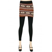 ililily Multi Nordic Pattern Fleeced Full Length Thick Winter Skirt Leggings - Flats - $10.49 