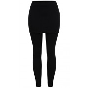 ililily Skirt with Full length Thick Leggings Stretch Winter Skinny Pants - Flats - $16.49 