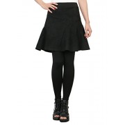 ililily Women Black Faux Suede Flare Skirt Leggings Stretchy Jersey Pants - Flats - $25.49 