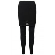 ililily Women Black Scalloped Eyelet Skirt Bumpy Texture Jersey Leggings - Flats - $27.99 