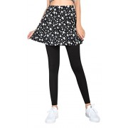 ililily Women S-4XL Flared Skirt With Lightweight Stretchy Comfy Black Leggings - Flats - $23.49 