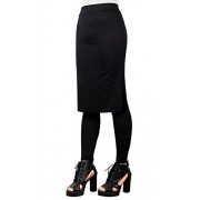 ililily Women Stretch Footless Pants Leggings With Knee Length Pencil Skirt - Flats - $18.49 