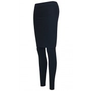 ililily Women Stretch Footless Pants Leggings with Knee Length H-Line Skirt - Flats - $19.49 