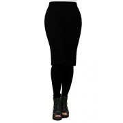 ililily Women Stretch Pants Leggings With Knee Length Ribbed Knit Pencil Skirt - Flats - $28.99 