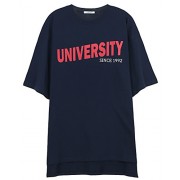 ililily Women University Print Pullover Boxy T-Shirt Loose Fit Dress Top - Balerinki - $18.49  ~ 15.88€