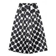 ililily Women Vintage 1960 White Contrast Polka Dot Print Maxi Skirt - Flats - $20.49 