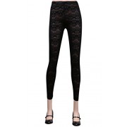 ililily Women's Chevron Striped Lace See-through Sexy Leggings Footless Pants - Flats - $20.49 