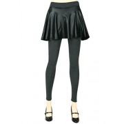 ililily Women's Soft Winter Treggings with Faux Leather Flare Skirt Skinny Pants - scarpe di baletto - $9.99  ~ 8.58€