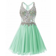 loffy dresses Sheer Straps Short Prom Dress V Neck Beads Homecoming Party Dresses - Платья - $99.99  ~ 85.88€