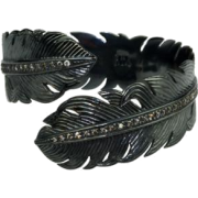 Black Studded Feather Bangle - Zapestnice - 