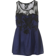 Lace Applique Empire Top - sukienki - 