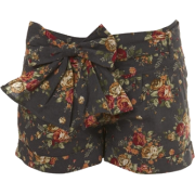 Floral Print Bow Shorts - Spodnie - krótkie - 