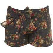 Floral Print Bow Shorts - Calções - 