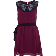 Purple Lace Back Dress - sukienki - 