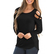 onlypuff Color Block Long Sleeve Shirts for Women Comfy Soft Loose Tunic Tops - Shirts - $15.99  ~ £12.15