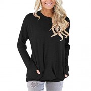 onlypuff Pocket Shirts for Women Casual Loose Fit Tunic Top Baggy Comfy Blouse - Shirts - $15.99  ~ £12.15