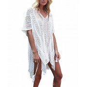 shermie Women's V-Neck Hollow Out Swimwear Swimsuit Cover UPS Plus Size Short Loose Knitted Beach Dresses - Kostiumy kąpielowe - $13.99  ~ 12.02€