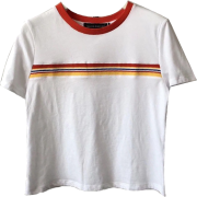 solid color striped short-sleeved T-shir - T-shirts - $25.99 