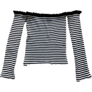 striped off-the-shoulder clavicle sweate - Košulje - kratke - $25.99  ~ 165,10kn